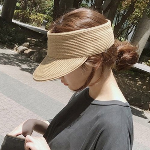게이틀린 밀짚 왕골 라피아햇 자외선 차단 햇빛 가리개 빈티지 챙모자 여름 라탄 모자 썬캡 썬바이저
