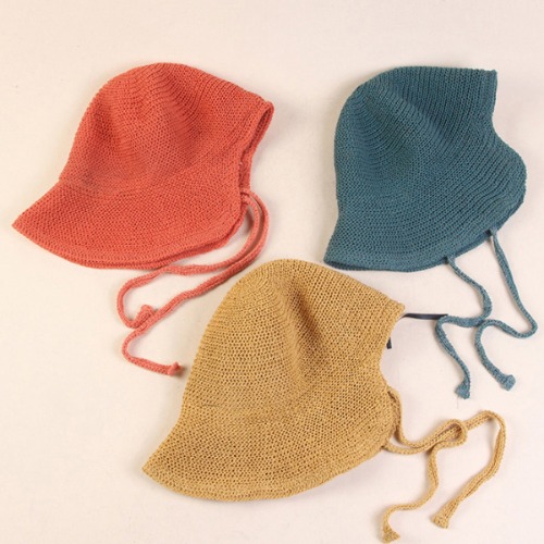올리비아 자외선 차단 햇빛 가리개 데일리 버킷햇 귀여운 벙거지 밀짚 왕골 라탄 리본 여름 비치 심플 보넷 모자
