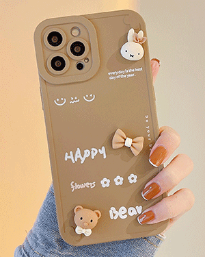 몬테로 스마일 리본 곰돌이 토끼 파츠 젤리 실리콘 핸드폰 빈티지 로맨틱 휴대폰 아이폰케이스 7 8 플러스 X XR XS Max 11 12 13 프로 맥스