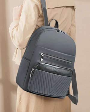 자레드 와니 퀼팅 콤비 배색 심플 클래식 베이직 여자 직장인 출근룩 지퍼 미니 백팩,캐주얼 가벼운 데일리 가방