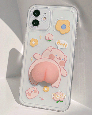 머피 귀여운 돼지 엉덩이 피치 쿠션 투명 젤리 실리콘 핸드폰 러블리 캐주얼 유니크 휴대폰 아이폰케이스 7 8 SE2 X XS Max 11 12 13 프로 맥스