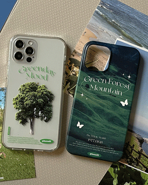 페어리 투명 젤하드 러블리 그린 나무 핸드폰 카드 수납 하드 휴대폰 커플 아이폰케이스 7 8 SE2 플러스 X XR XS Max 11 12 13 미니 프로 맥스