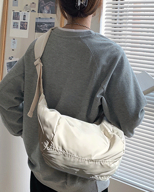 넬리 심플 베이직 에코 호보 가방,대학생 빈티지 캐주얼 데일리 가벼운 숄더 크로스백 남녀공용 커플 무지 남자 하프문 반달 천가방